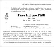 Traueranzeige Helene Füßl