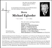 Traueranzeige Michael Eglseder