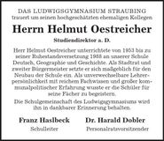 Traueranzeige Helmut Oestreicher