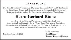 Traueranzeige Gerhard Kinne