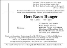 Traueranzeige Rasso Hunger
