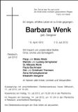 Traueranzeige Barbara Wenk