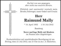 Traueranzeige Raimund Mally
