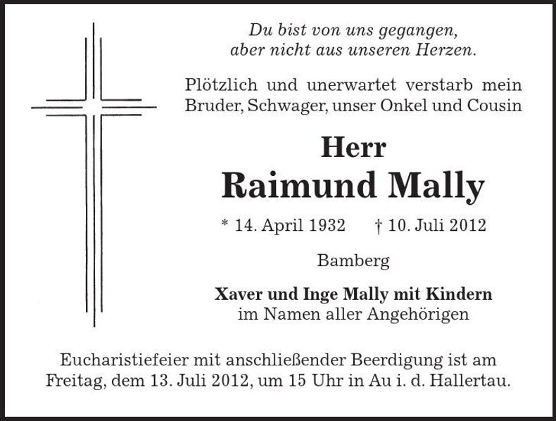 Traueranzeige Raimund Mally