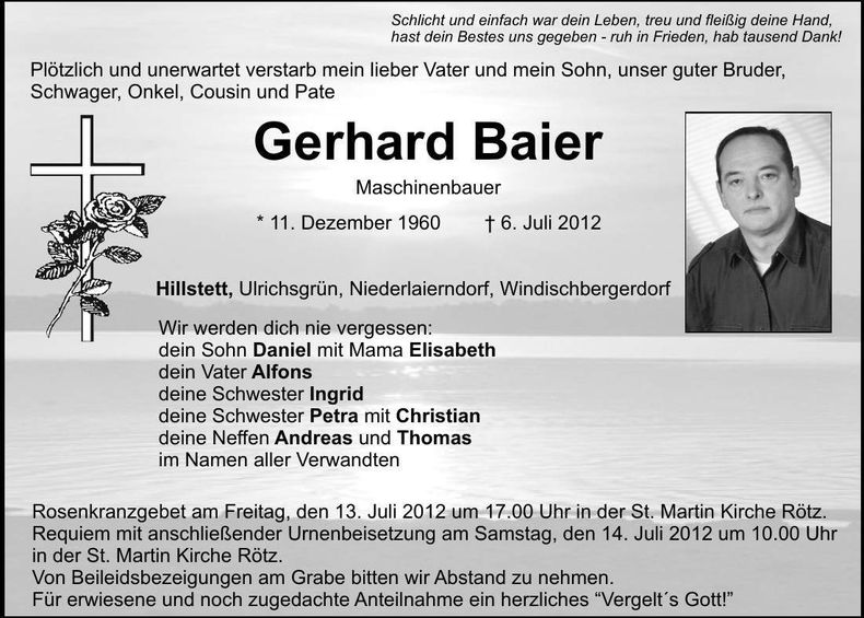 Traueranzeige Gerhard Baier