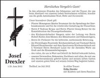 Traueranzeige Josef Drexler