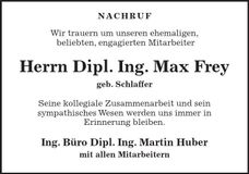 Traueranzeige Max Frey