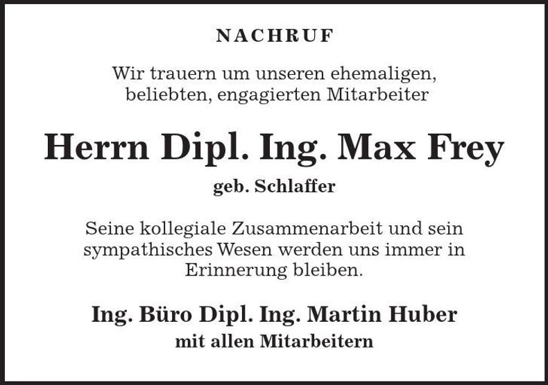 Traueranzeige Max Frey