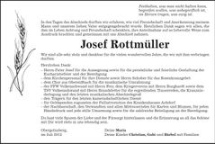 Traueranzeige Josef Rottmüller