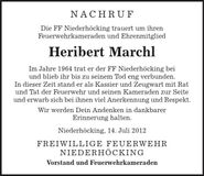 Traueranzeige Heribert Marchl