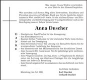 Traueranzeige Anna Duscher