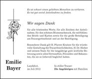 Traueranzeige Emilie Bayer