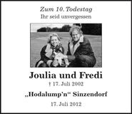 Traueranzeige Joulia und Fredi *