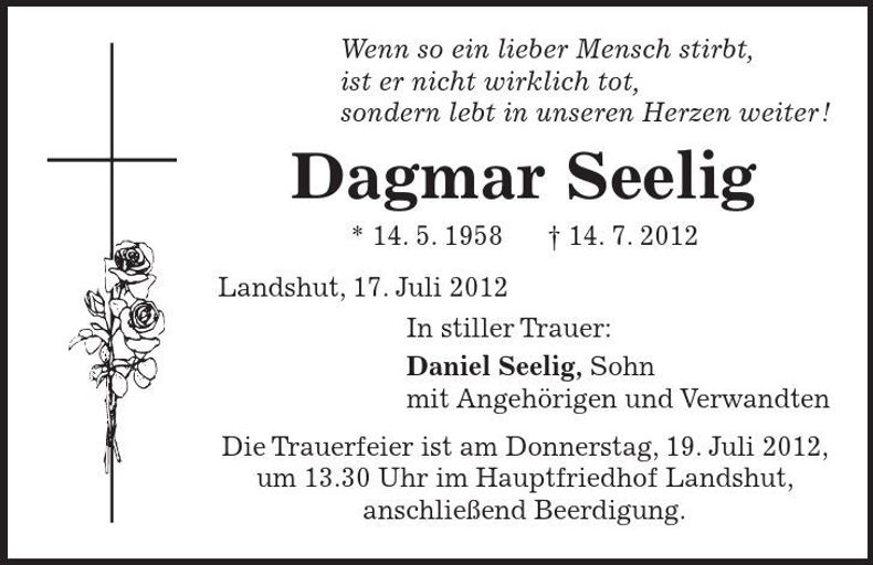Traueranzeige Dagmar Seelig