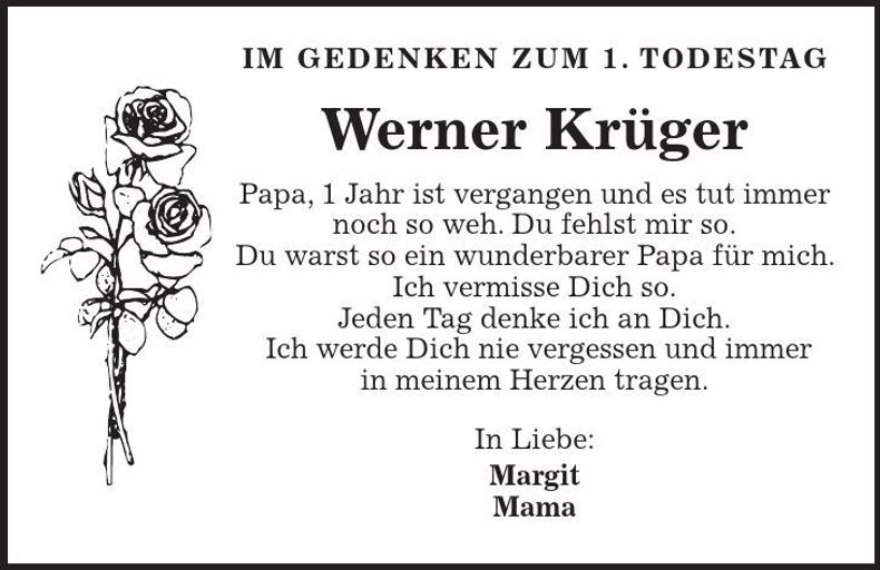 Traueranzeige Werner Krüger