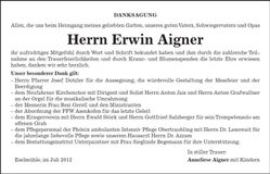 Traueranzeige Erwin Aigner