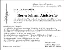 Traueranzeige Johann Aiglstorfer