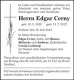 Traueranzeige Edgar Cerny