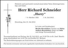 Traueranzeige Richard Schneider
