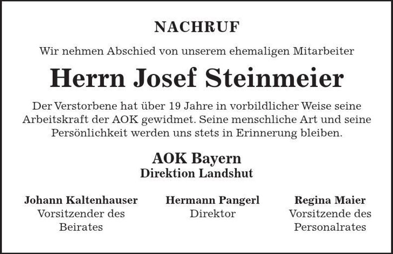 Traueranzeige Josef Steinmeier