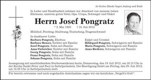Traueranzeige Josef Pongratz