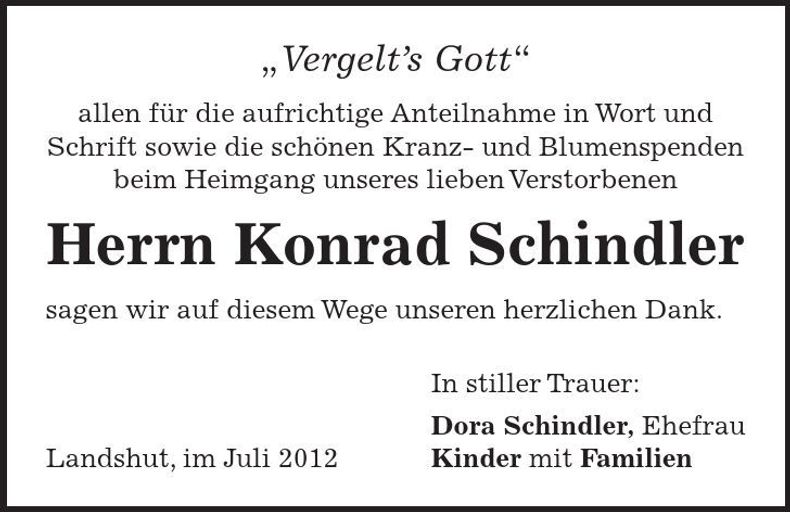 Traueranzeige Konrad Schindler