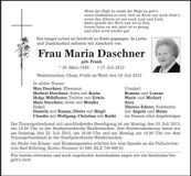 Traueranzeige Maria Daschner