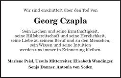 Traueranzeige Georg Czapla