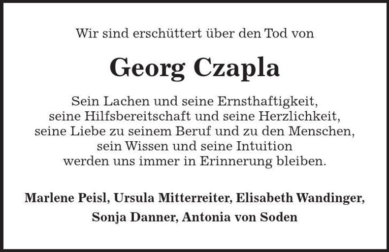 Traueranzeige Georg Czapla