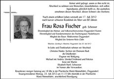 Traueranzeige Rosa Fischer