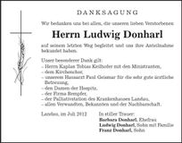 Traueranzeige Ludiwg Donharl