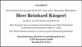 Traueranzeige Reinhard Küspert