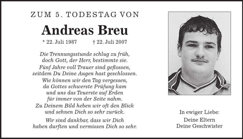 Traueranzeige Andreas Breu