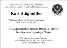 Traueranzeige Karl Stögmüller