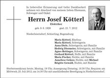 Traueranzeige Josef Kötterl