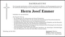 Traueranzeige Josef Emmer