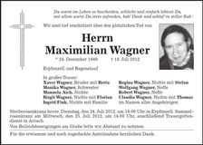 Traueranzeige Maximilian Wagner