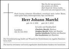 Traueranzeige Johann Marchl