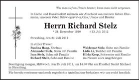 Traueranzeige Richard Stelz