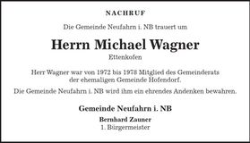 Traueranzeige Michael Wagner
