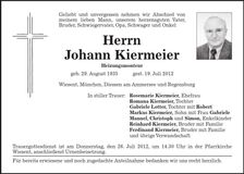Traueranzeige Johann Kiermeier
