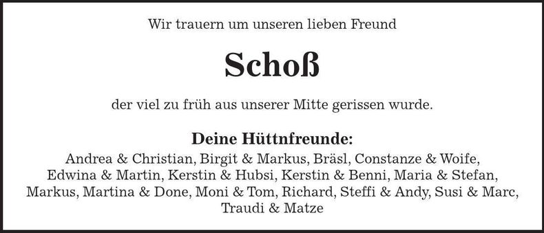 Traueranzeige Georg Zehentbauer