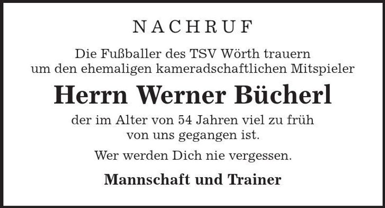 Traueranzeige Werner Bücherl
