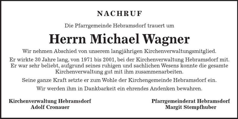 Traueranzeige Michael Wagner