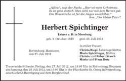 Traueranzeige Herbert Spichtinger
