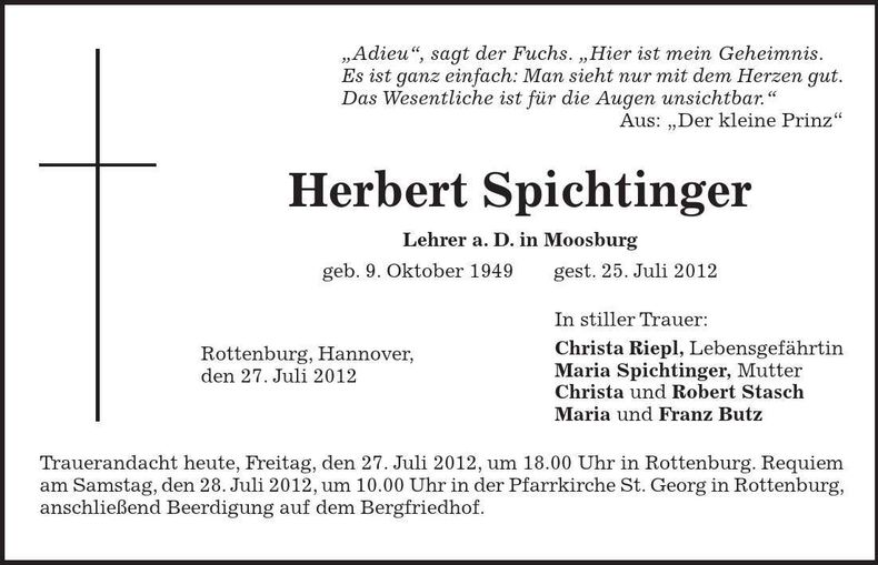 Traueranzeige Herbert Spichtinger