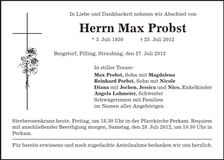 Traueranzeige Max Pobst