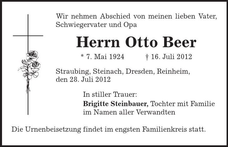 Traueranzeige Otto Beer