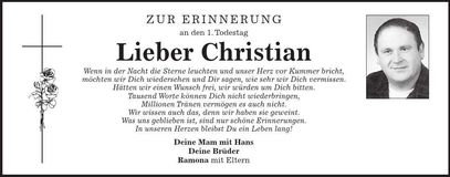 Traueranzeige Christian Brey