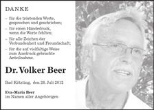 Traueranzeige Volker Dr. Beer
